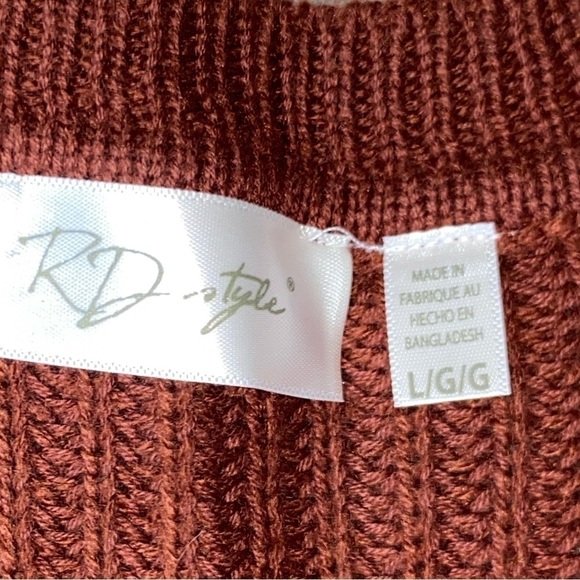 RD Style Josslyn NWT V Neck Chunky Cotton Blend  Pullover Sweater Size Large - Picture 6 of 8